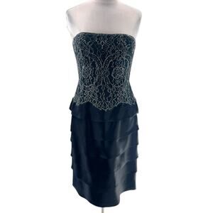 Teri Jon Ricki Freeman beaded silk ruffle dress sz 6